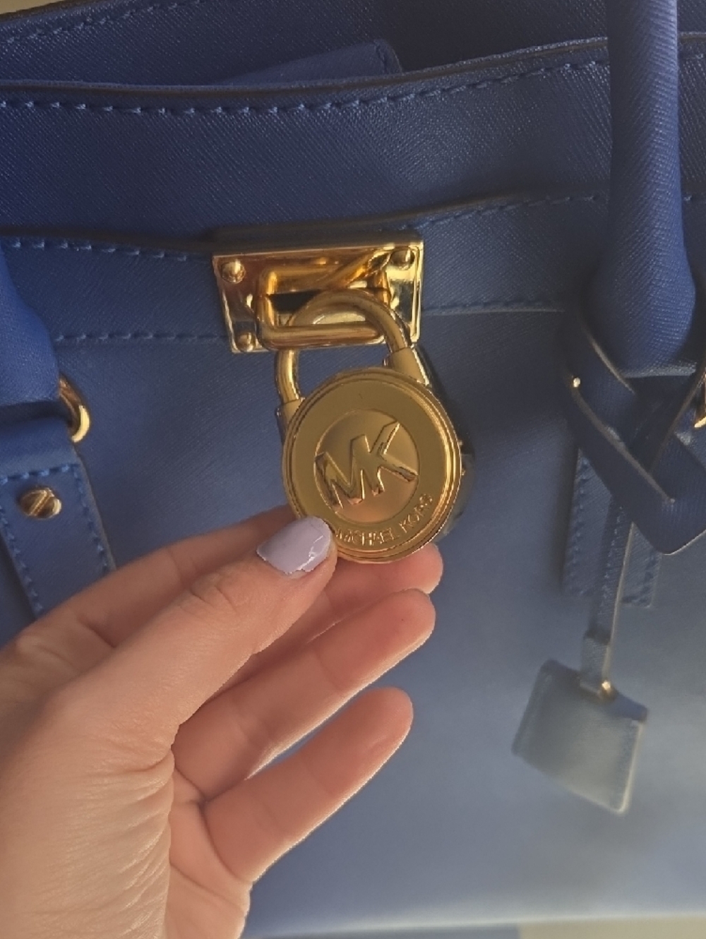 Michael Kors Hamilton Large North South  Royal Blue Tote with Gold Hardware - Picture 2 of 10